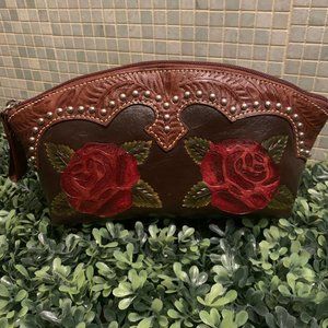 NWT American West Leather Cosmetic Pouch